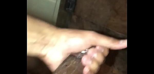  Lorenzo Longwood stroking BBC in the shower with cum dripping down my balls